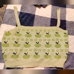 Green knit crop top tank Shein S